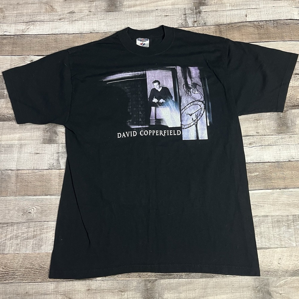 David Copperfield Shirt Size Large Black Y2K 2000s Magician Magic Show Promo